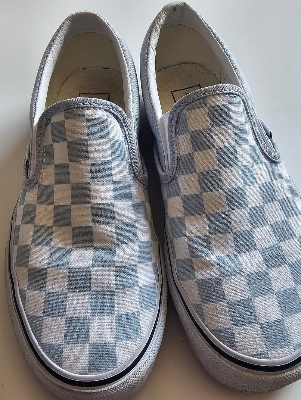 Vans Shoes Womens 6.5 Off The Wall Classic Check Slip On Loafer White Ligjt Blue
